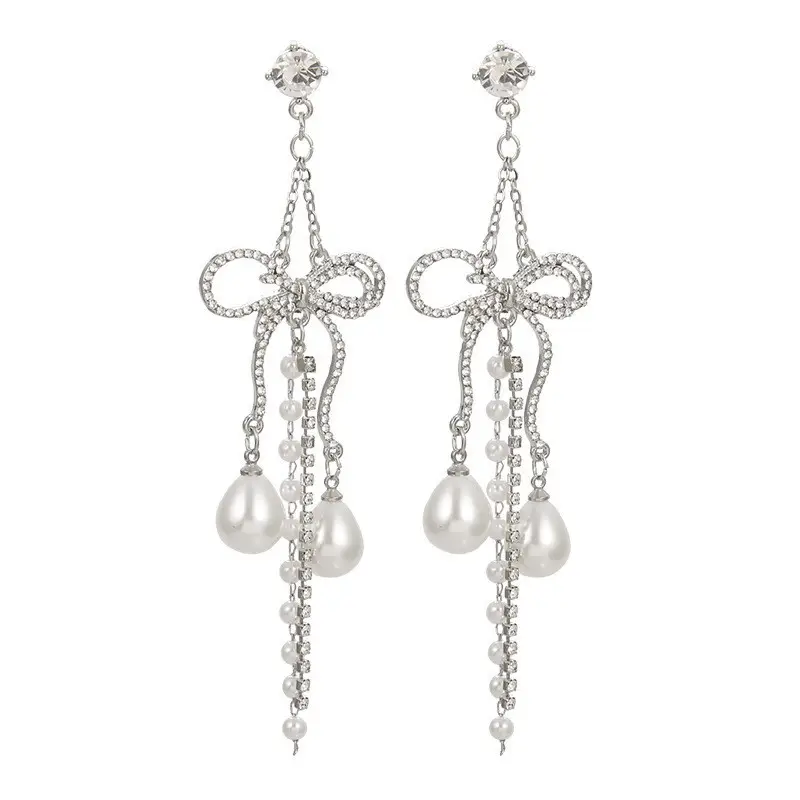 Long Tassel Earrings for Ladies Luxury Pearl Design