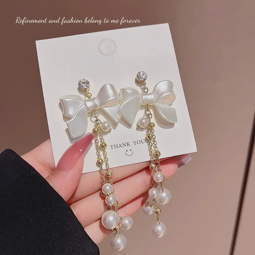 Long Tassel Earrings for Ladies Luxury Pearl Design