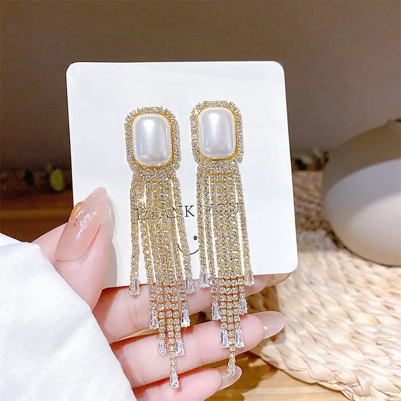 Long Tassel Earrings for Ladies Luxury Pearl Design - Image 32