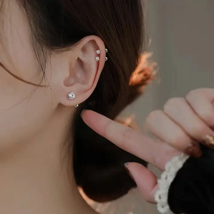 Sterling Silver Ear Bone Nails for Sleeping Without Removing Earrings