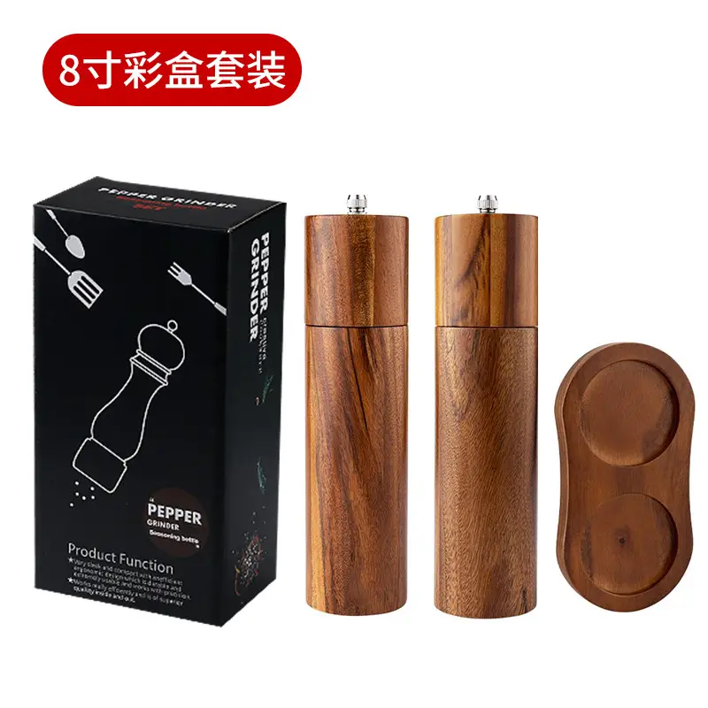 Manual Black Pepper & Sea Salt Grinder Set 8" - Image 6