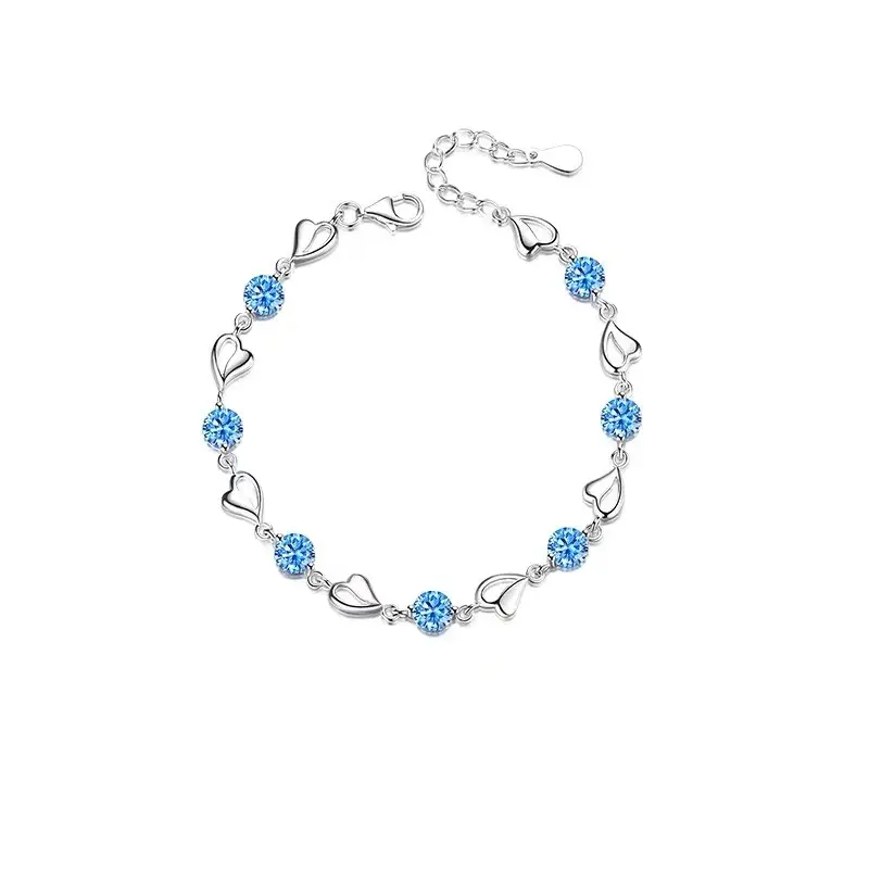 Ocean Heart Bracelet Women's Silver Crystal Love Bracelet