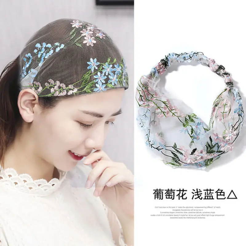 Lace Mesh Flower Headband for Women White Hair Towel