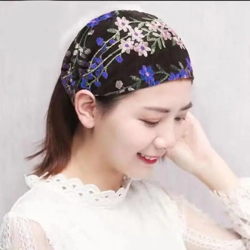 Lace Mesh Flower Headband for Women White Hair Towel