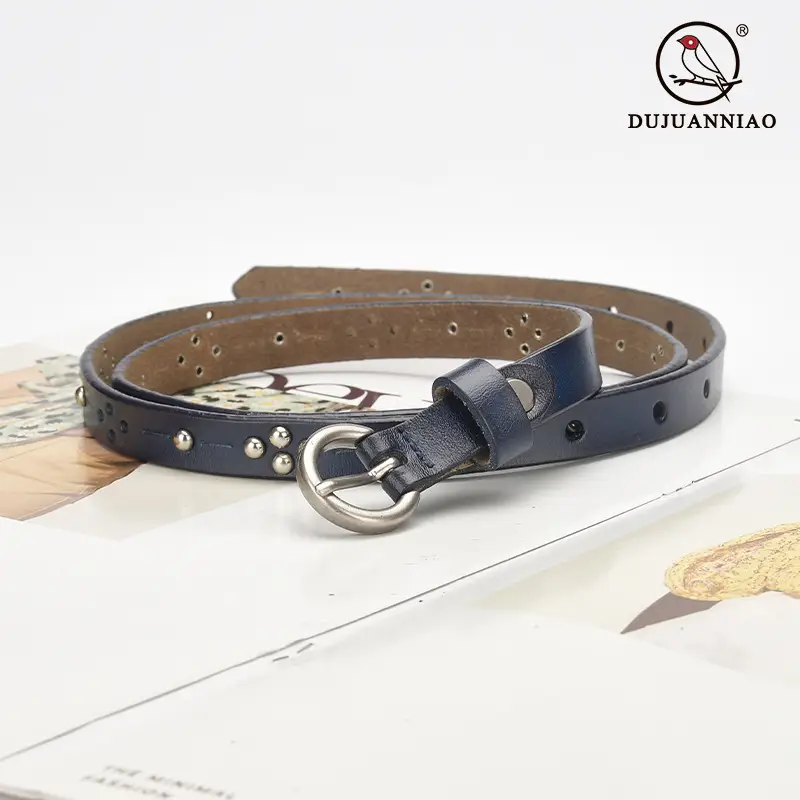 Women's Light Gray Rivet Belt All-Match Fashion - Image 9