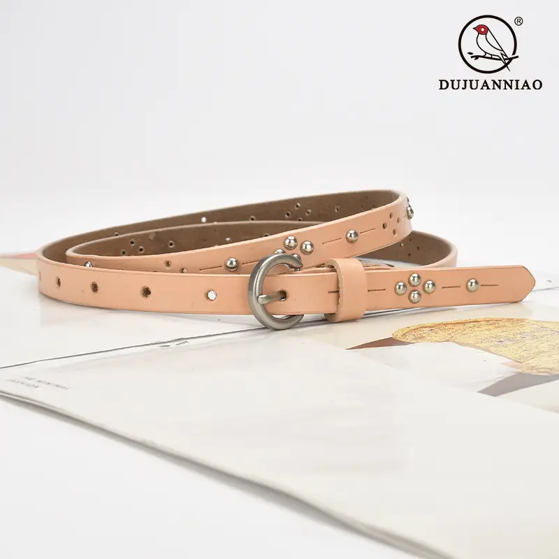 Women's Light Gray Rivet Belt All-Match Fashion - Image 10