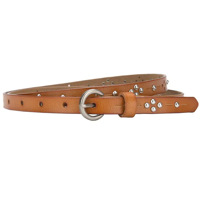 Women's Light Gray Rivet Belt All-Match Fashion - Image 11