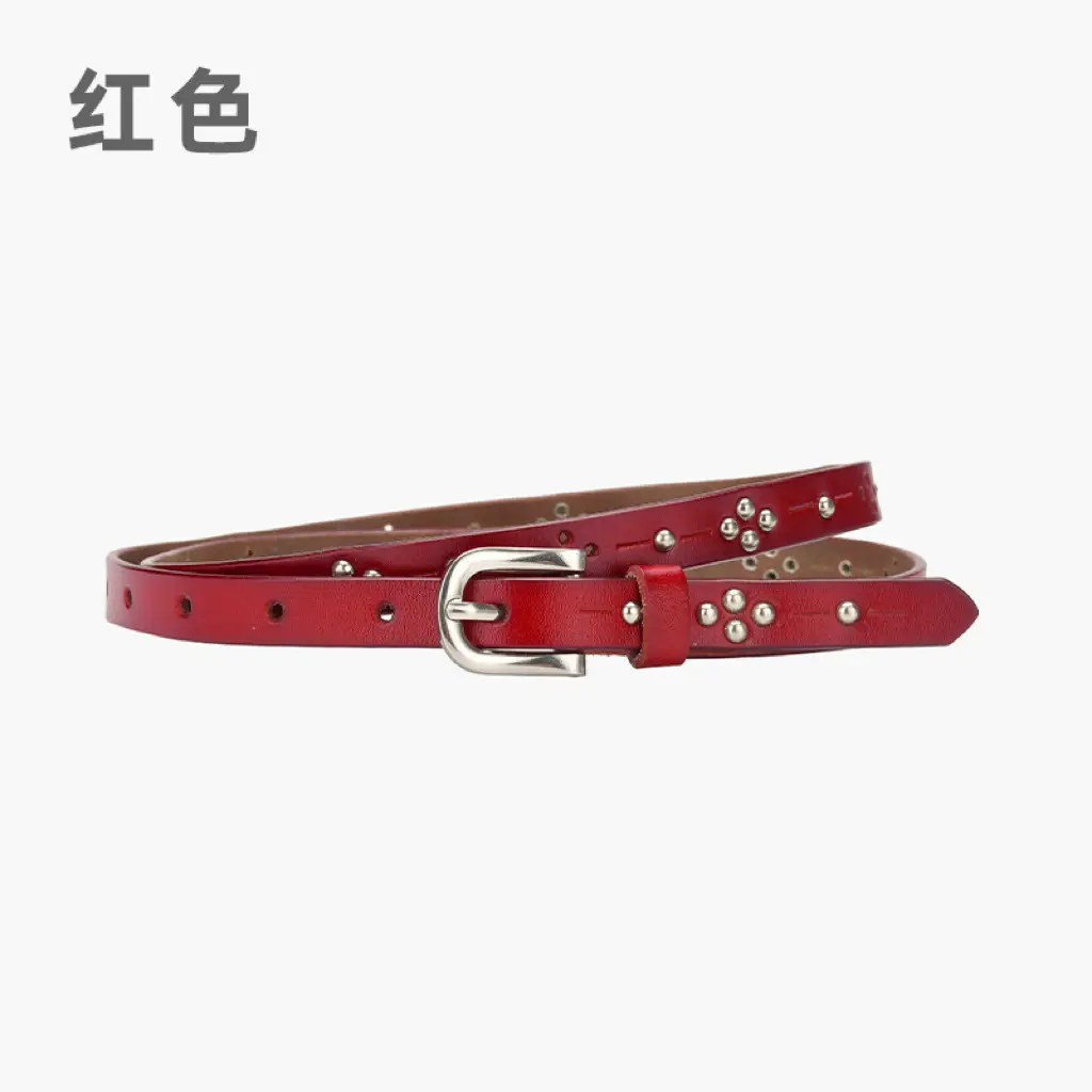 Women's Light Gray Rivet Belt All-Match Fashion - Image 2