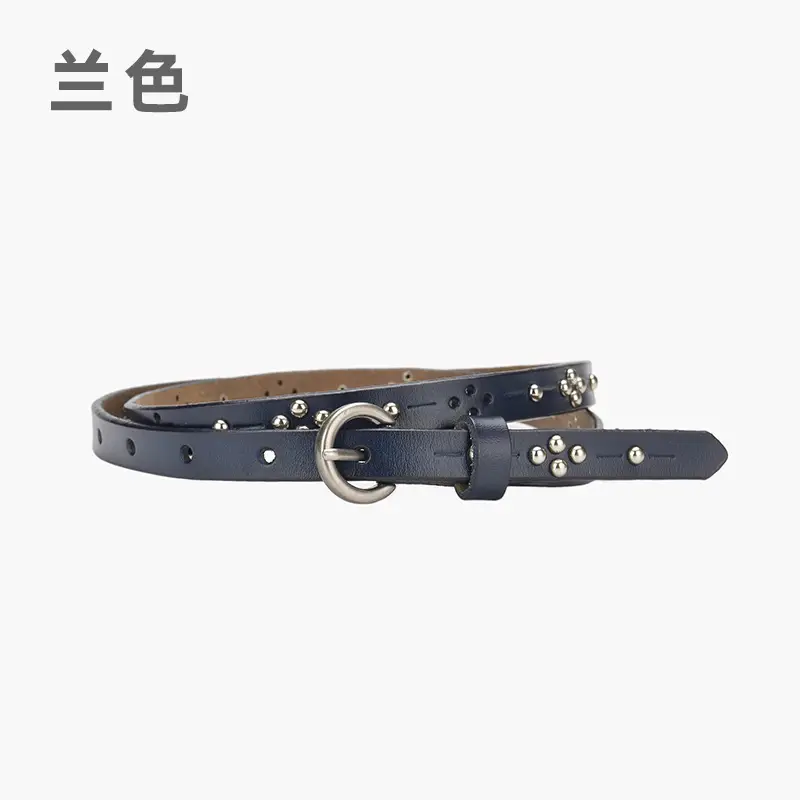 Women's Light Gray Rivet Belt All-Match Fashion - Image 3