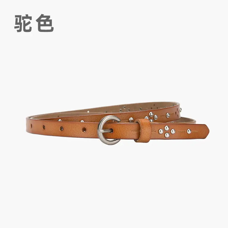 Women's Light Gray Rivet Belt All-Match Fashion - Image 5
