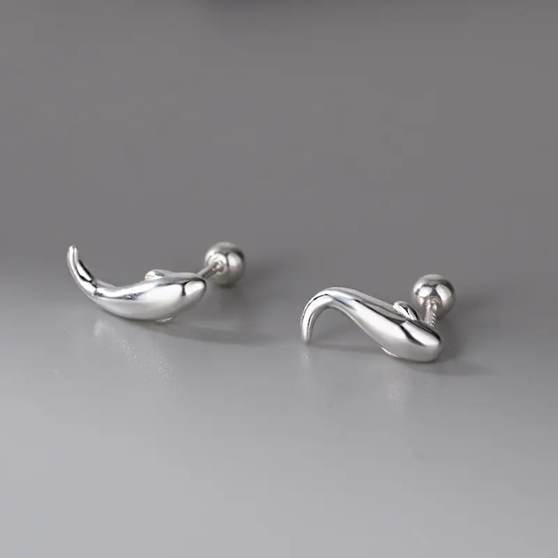 S999 Silver Face Whale Earrings for Women - Image 3