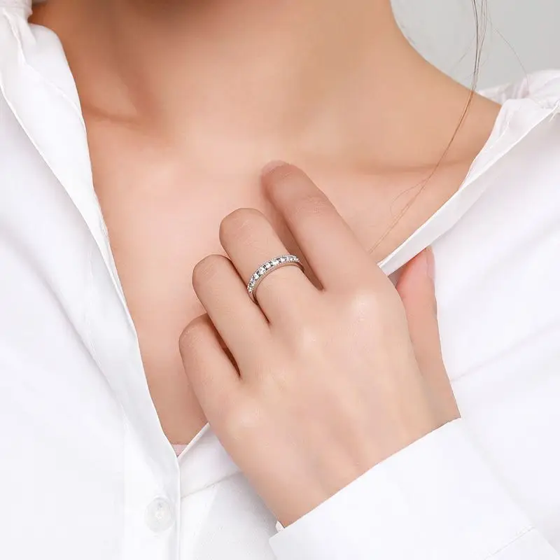 S925 Silver Flash Diamond Hollow Ring Women - Image 2
