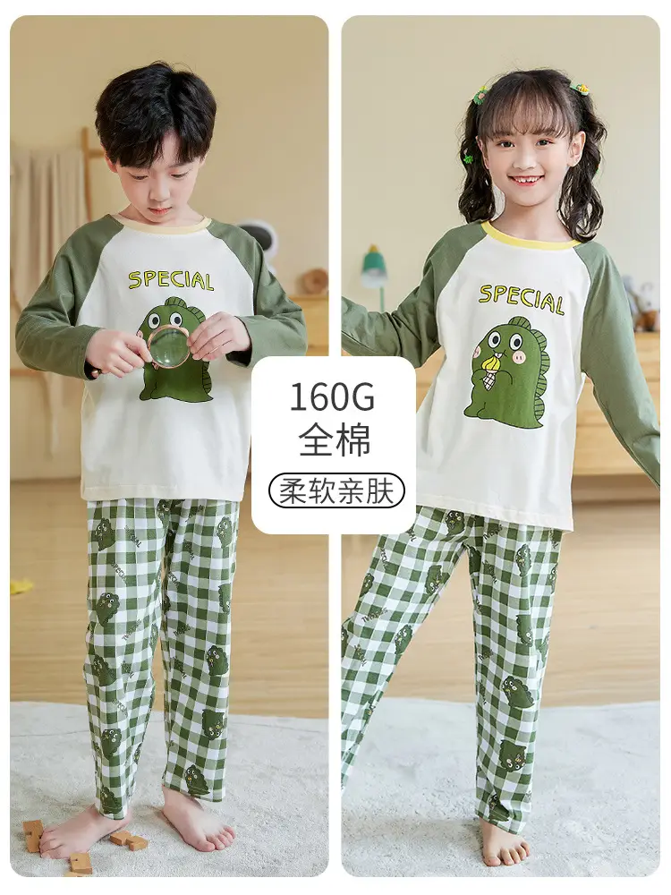 2025 Autumn Boys Cotton Pajamas Special Dinosaur Print