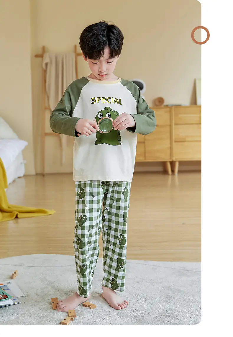 2025 Autumn Boys Cotton Pajamas Special Dinosaur Print — feature 10