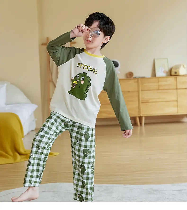 2025 Autumn Boys Cotton Pajamas Special Dinosaur Print — feature 9