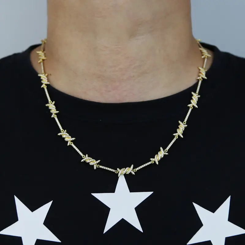 Thorn Necklace with Zircon & Gold Silver Chain - Image 4