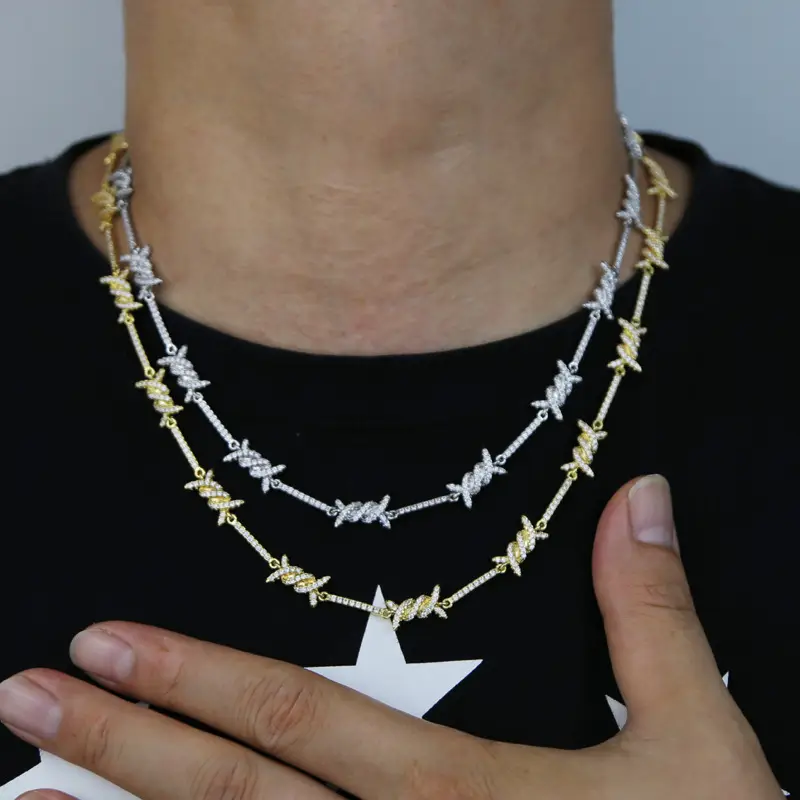 Thorn Necklace with Zircon & Gold Silver Chain - Image 5