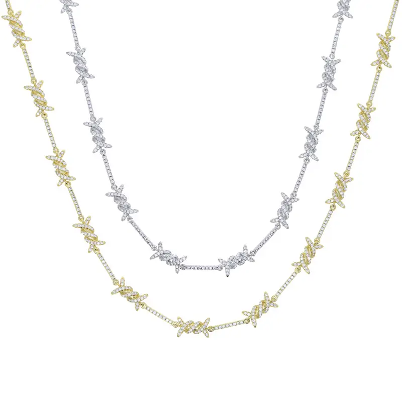 Thorn Necklace with Zircon & Gold Silver Chain - Image 6