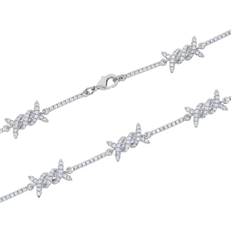 Thorn Necklace with Zircon & Gold Silver Chain - Image 7