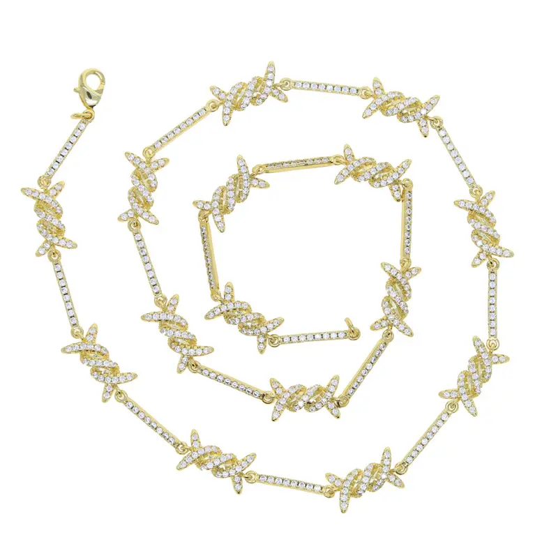 Thorn Necklace with Zircon & Gold Silver Chain - Image 2