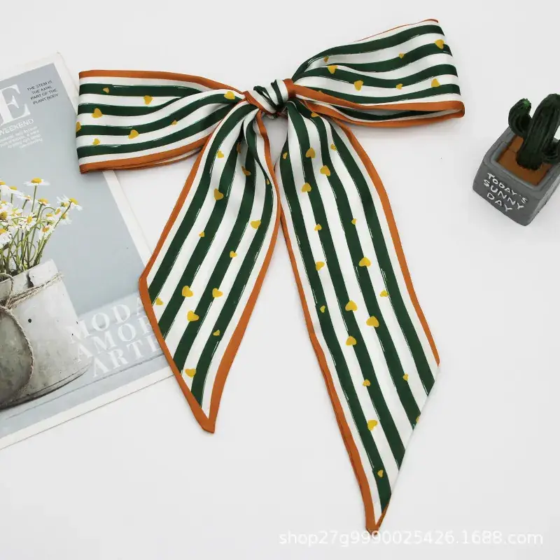 Satin Silk Tie Scarf with Stripe Design