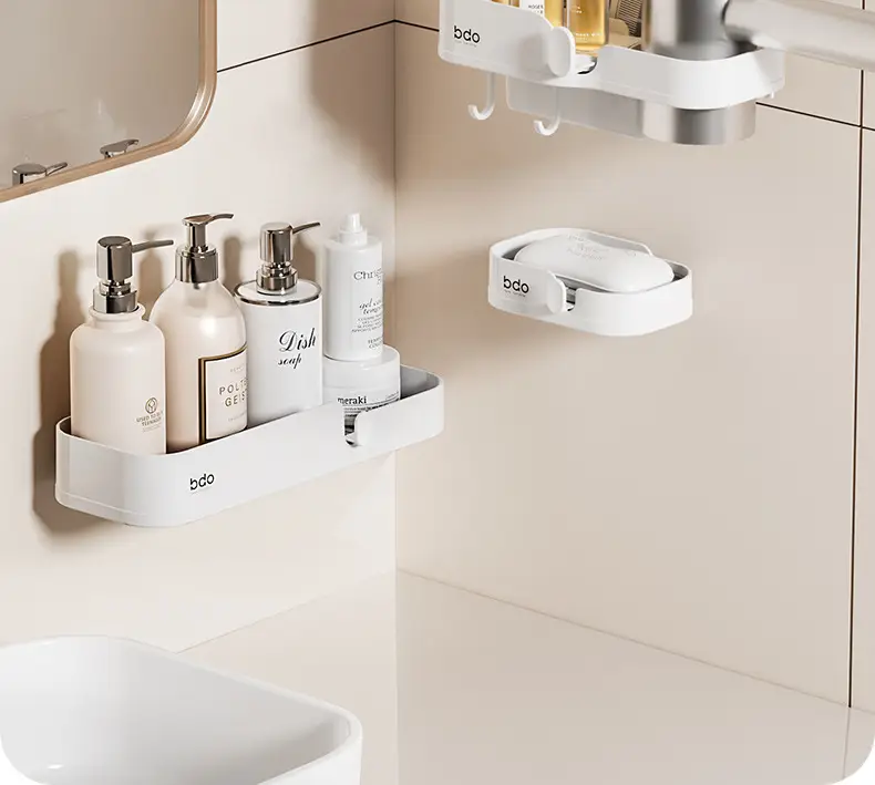 Wall-Mounted Soap Box Punch-Free Bathroom Drain Multi-Functional — feature 14