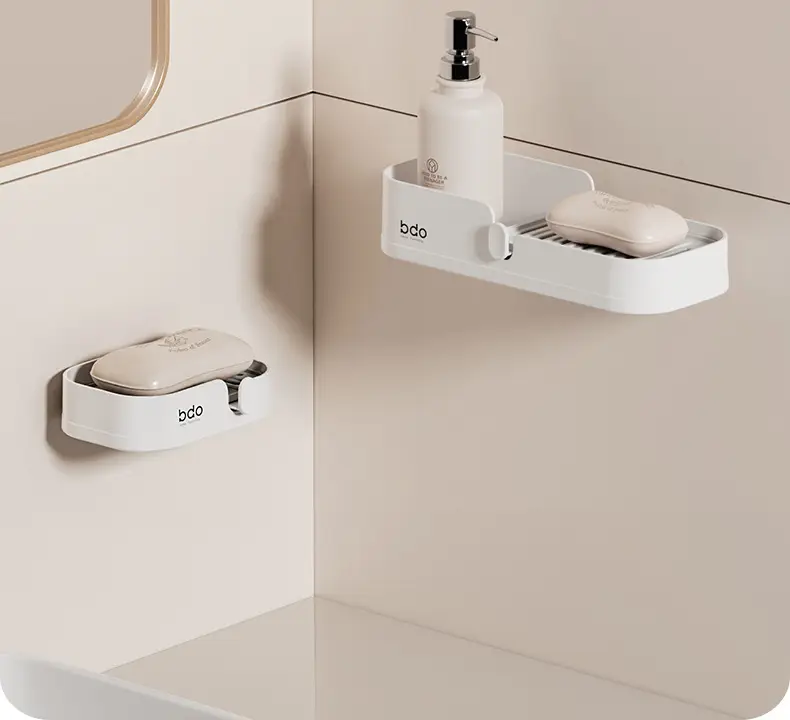 Wall-Mounted Soap Box Punch-Free Bathroom Drain Multi-Functional — feature 20