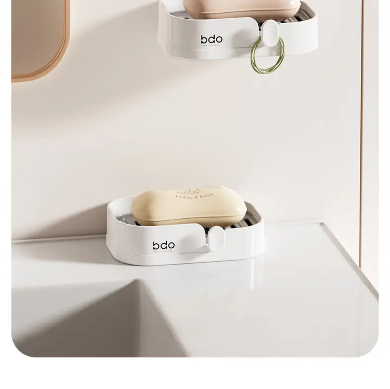 Wall-Mounted Soap Box Punch-Free Bathroom Drain Multi-Functional — feature 22