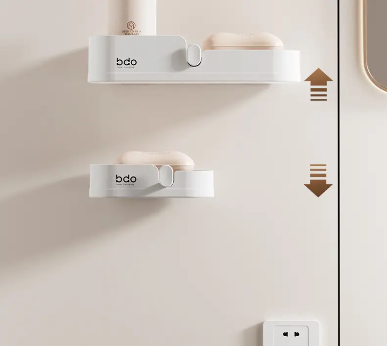 Wall-Mounted Soap Box Punch-Free Bathroom Drain Multi-Functional — feature 9