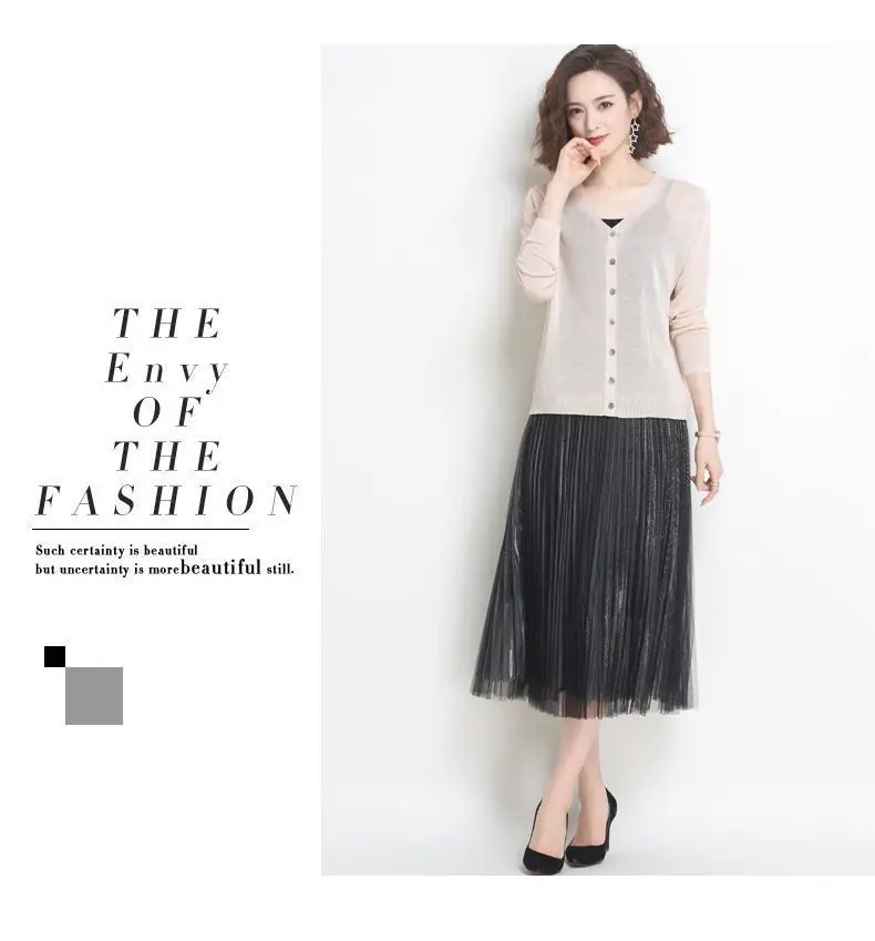 Women's Thin Knitted Cardigan Solid Color Imitation Linen Ice Silk Top Jacket — feature 18