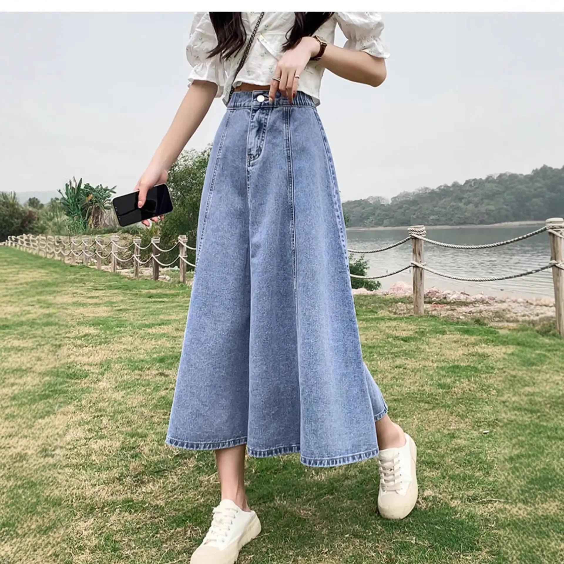 Women Jeans Long Skirt High Waist A Line Spring - Image 5