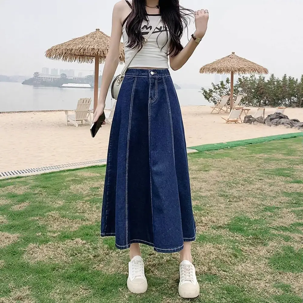 Women Jeans Long Skirt High Waist A Line Spring - Image 6