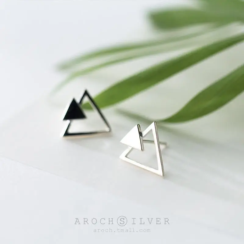 S925 Silver Triangle Earrings for Women - Image 3