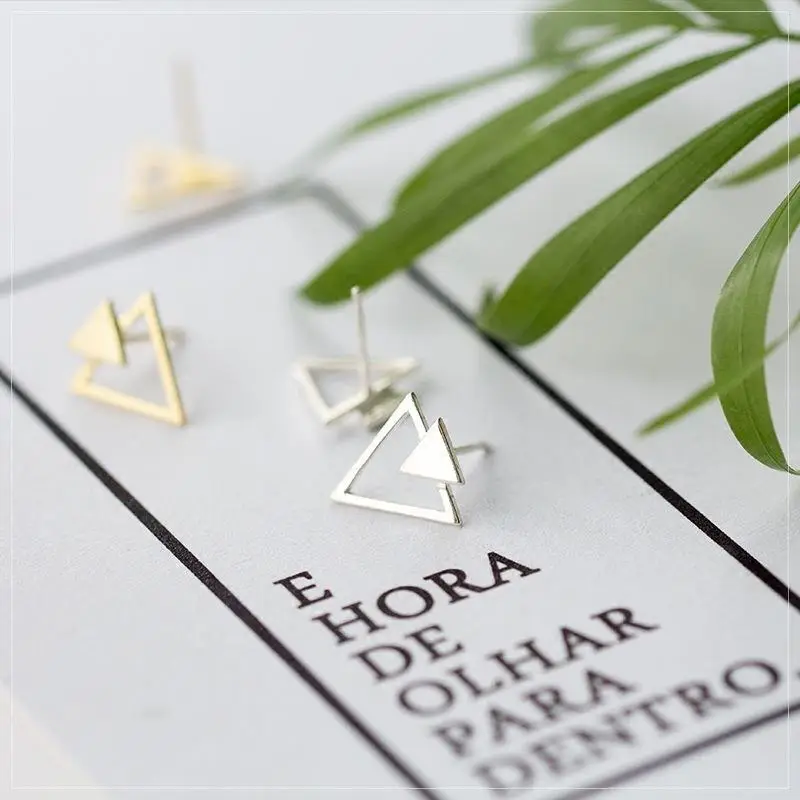 S925 Silver Triangle Earrings for Women - Image 4