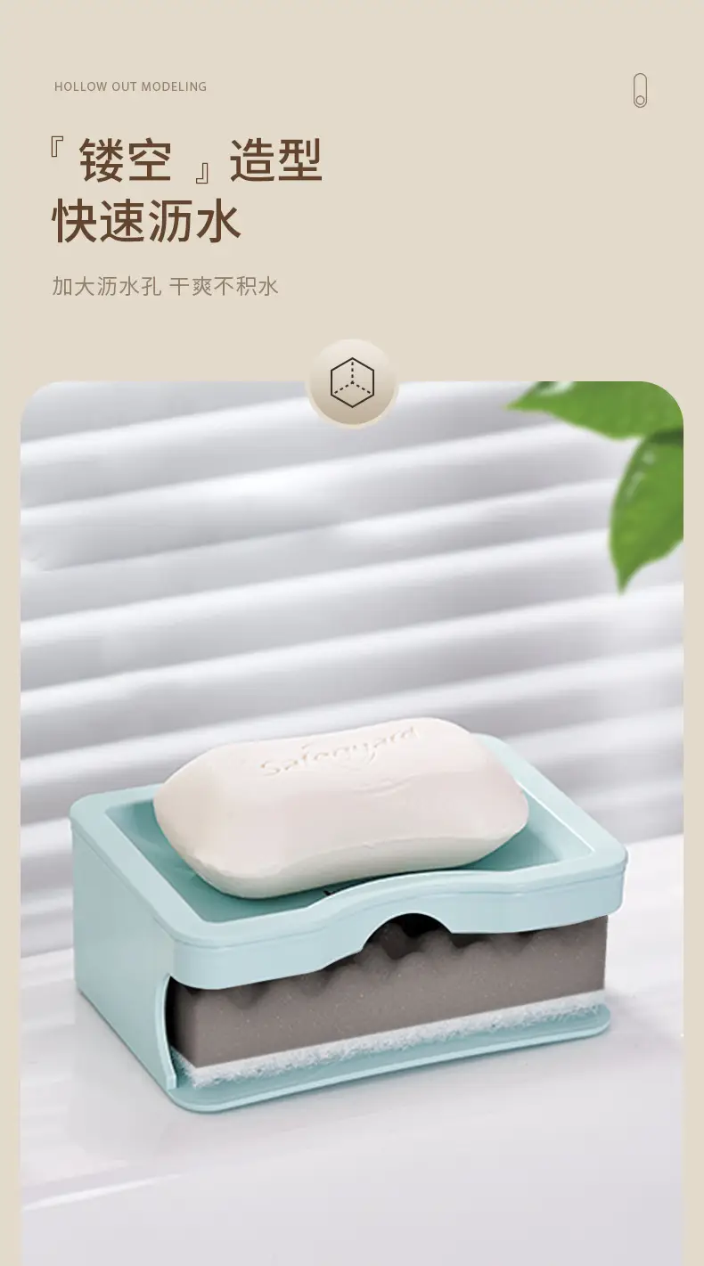Japanese Style Drying Soap Box with Sponge Double Layer — feature 6