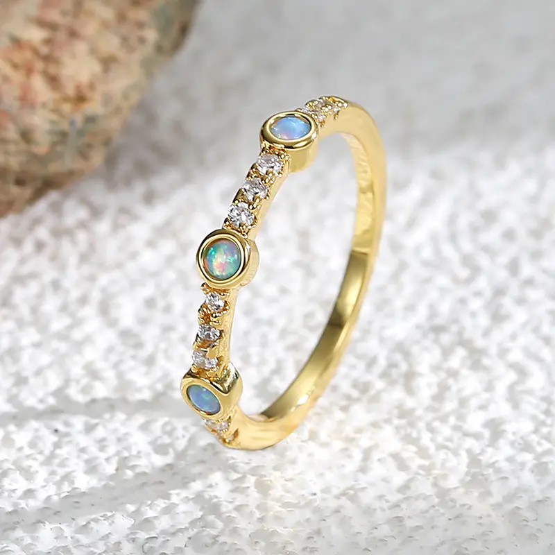 Gold Plated Blue Opal Zircon Ring for Women - Image 5