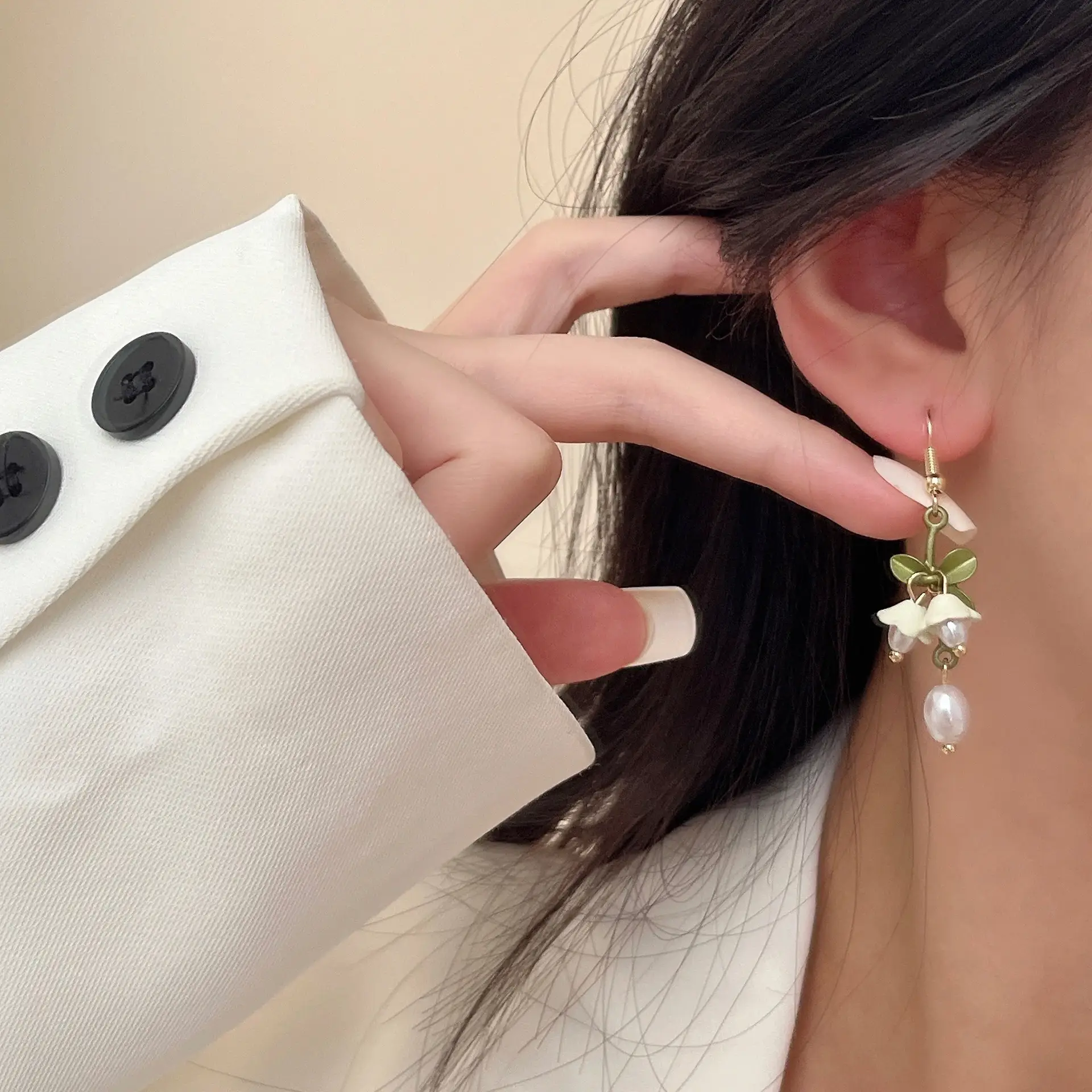 White Lis Orchid Earrings for Women