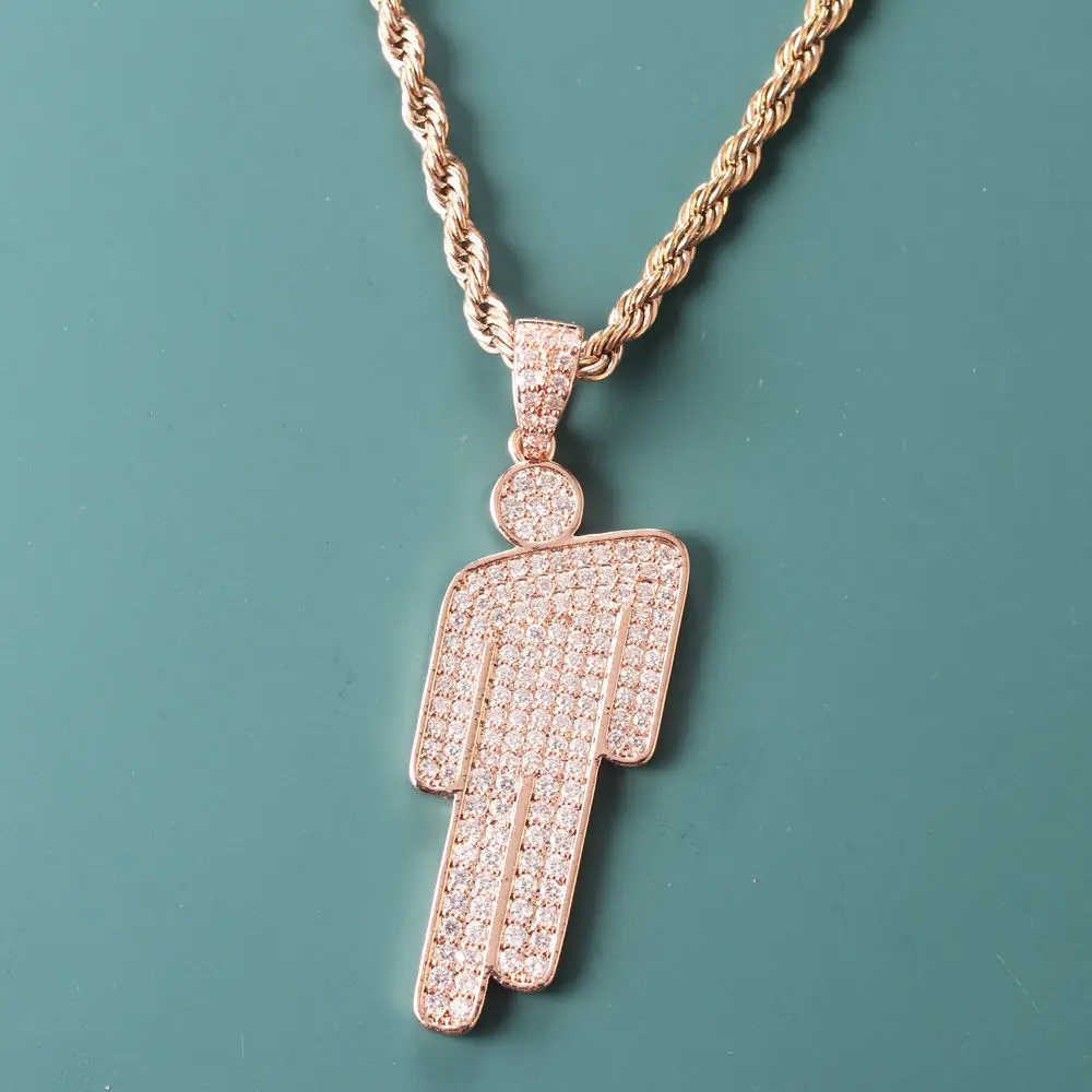Trendy Villain Hip Hop Necklace with Zircon Tilted Head - Image 3