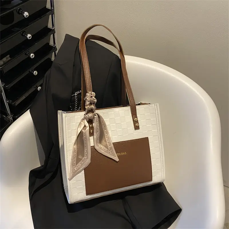 Silk Scarf Decorative Elegant Commuter Bag for Women 2022 Autumn and Winter New Style This Year's Popular Foreign Style Shoulder Tote Bag - Image 4