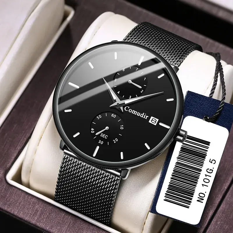 Moody Black Men's Quartz Watch with Magnetic Strap - Image 5