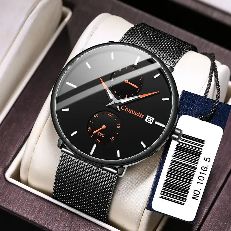 Moody Black Men's Quartz Watch with Magnetic Strap - Image 3