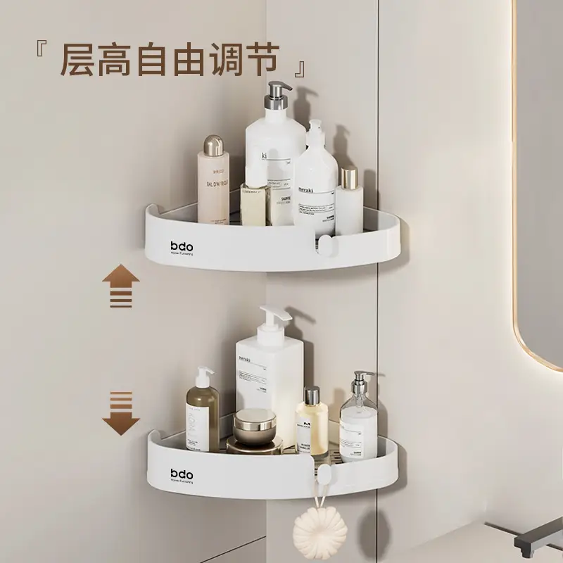 Triangular Wall Shelf for Bathroom Storage No-Drill Installation - Image 3