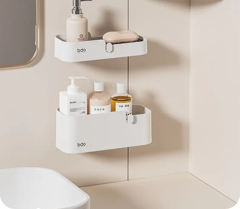 Triangular Wall Shelf for Bathroom Storage No-Drill Installation — feature 12