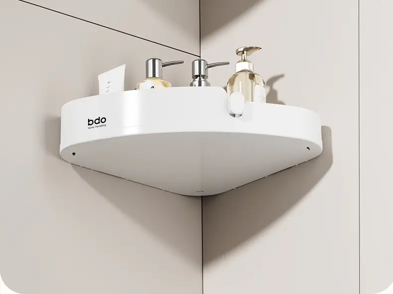 Triangular Wall Shelf for Bathroom Storage No-Drill Installation — feature 14