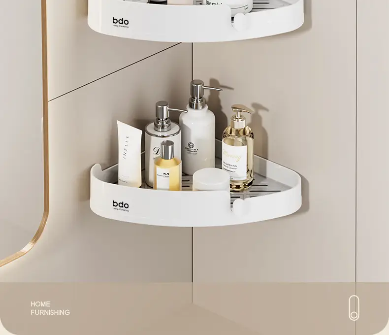 Triangular Wall Shelf for Bathroom Storage No-Drill Installation — feature 2