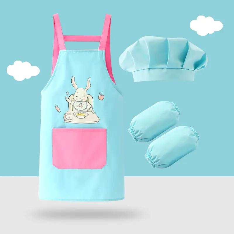 Waterproof Baby Apron with Hood & Gloves Set