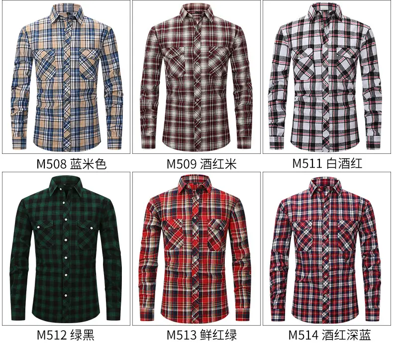 Men's Brushed Plaid Flannel Shirt Dark Blue Rice — feature 13