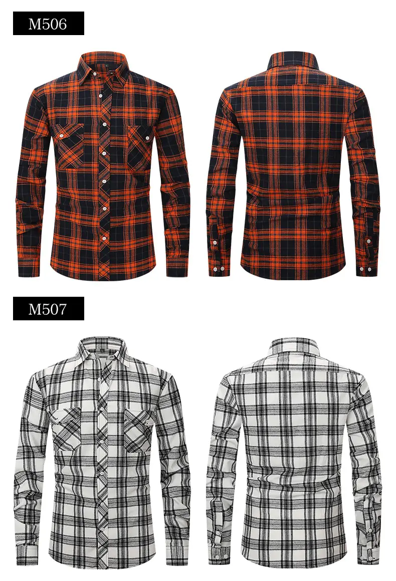 Men's Brushed Plaid Flannel Shirt Dark Blue Rice — feature 17
