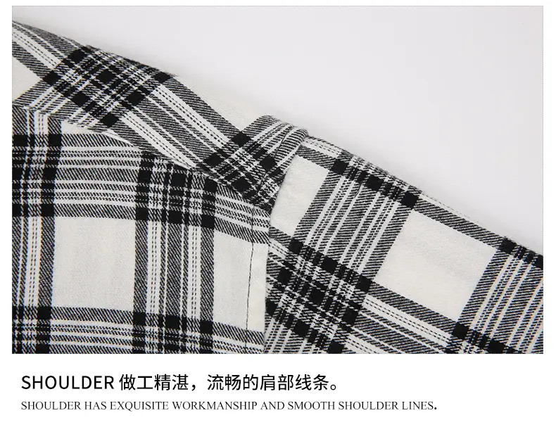 Men's Brushed Plaid Flannel Shirt Dark Blue Rice — feature 23