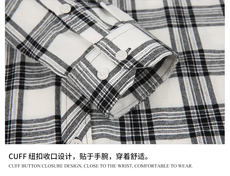 Men's Brushed Plaid Flannel Shirt Dark Blue Rice — feature 25